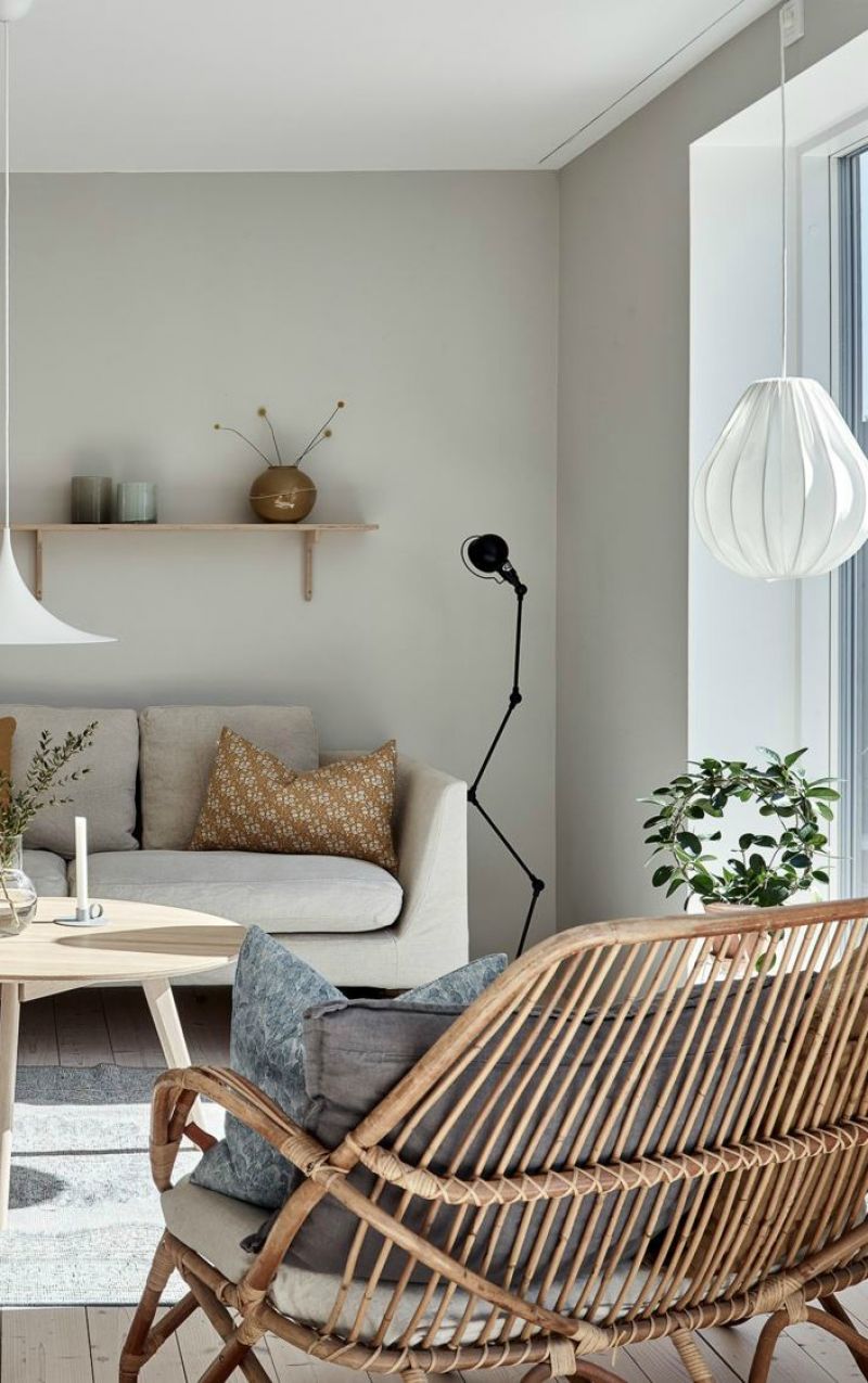 Pohjoismainen sisustus ja moderni takka 